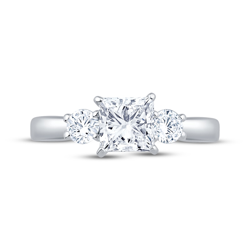 Main Image 3 of Adore Heirloom Certified Princess & Round-Cut Diamond Three Stone Engagement Ring 1-1/2 ct tw Platinum