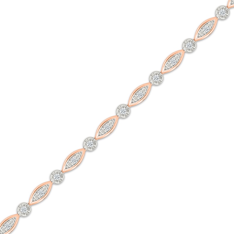 Main Image 2 of Diamond Alternating Round & Marquise Link Bracelet 1/4 ct tw 10K Rose Gold 7.25"