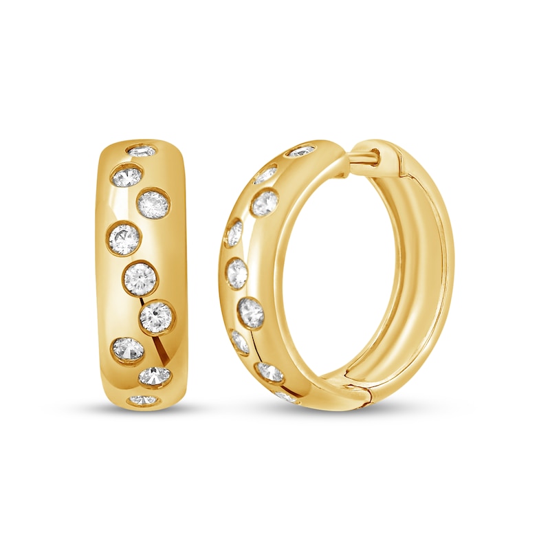 Main Image 1 of Lab-Grown Diamond Scatter Hoop Earrings 1 ct tw 24K Yellow Gold Vermeil Sterling Silver