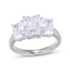 Thumbnail Image 1 of Emerald-Cut White Lab-Created Sapphire Three-Stone Ring Sterling Silver