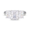 Thumbnail Image 3 of Emerald-Cut White Lab-Created Sapphire Three-Stone Ring Sterling Silver