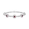 Thumbnail Image 1 of Lab-Created Ruby & White Lab-Created Sapphire Halo Station Bracelet Sterling Silver 7.25"