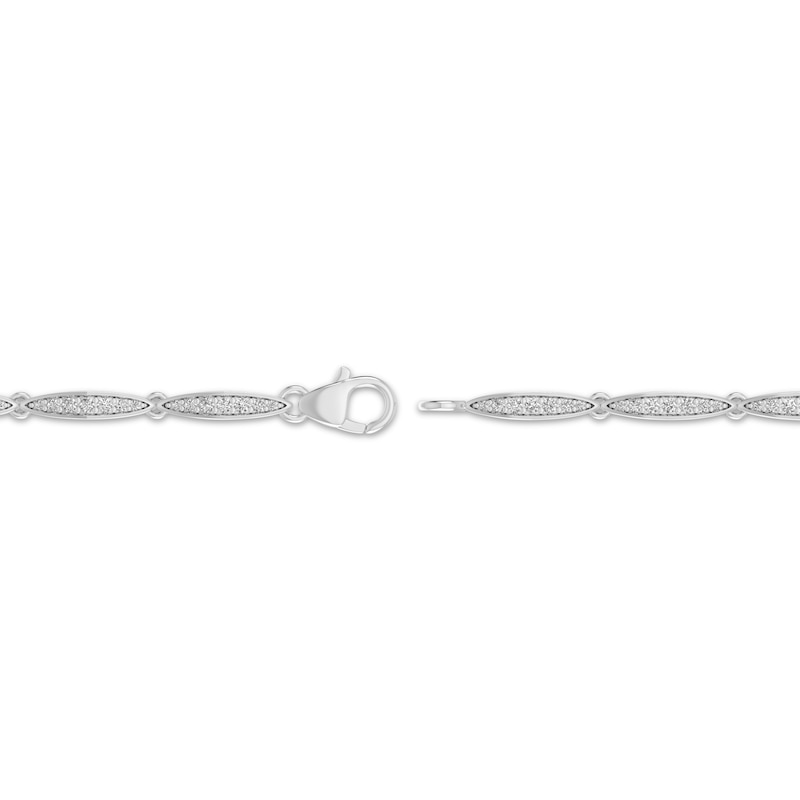 Main Image 3 of Lab-Created Ruby & White Lab-Created Sapphire Halo Station Bracelet Sterling Silver 7.25"