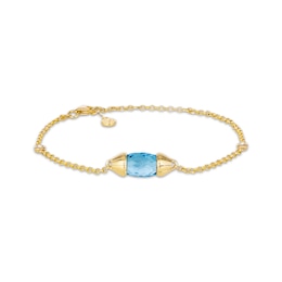 Le Vian Blue Topaz Briolette Bracelet 1/15 ct tw Diamonds 14K Honey Gold 7.5"