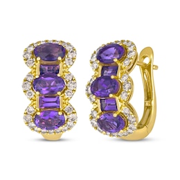 Le Vian Oval & Baguette-Cut Amethyst Earrings 3/4 ct tw Diamonds 14K Honey Gold