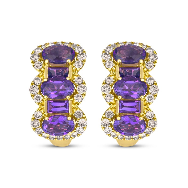 Main Image 2 of Le Vian Oval & Baguette-Cut Amethyst Earrings 3/4 ct tw Diamonds 14K Honey Gold