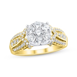 Adore Multi-Diamond Chevron Engagement Ring 1 ct tw 10K Yellow Gold
