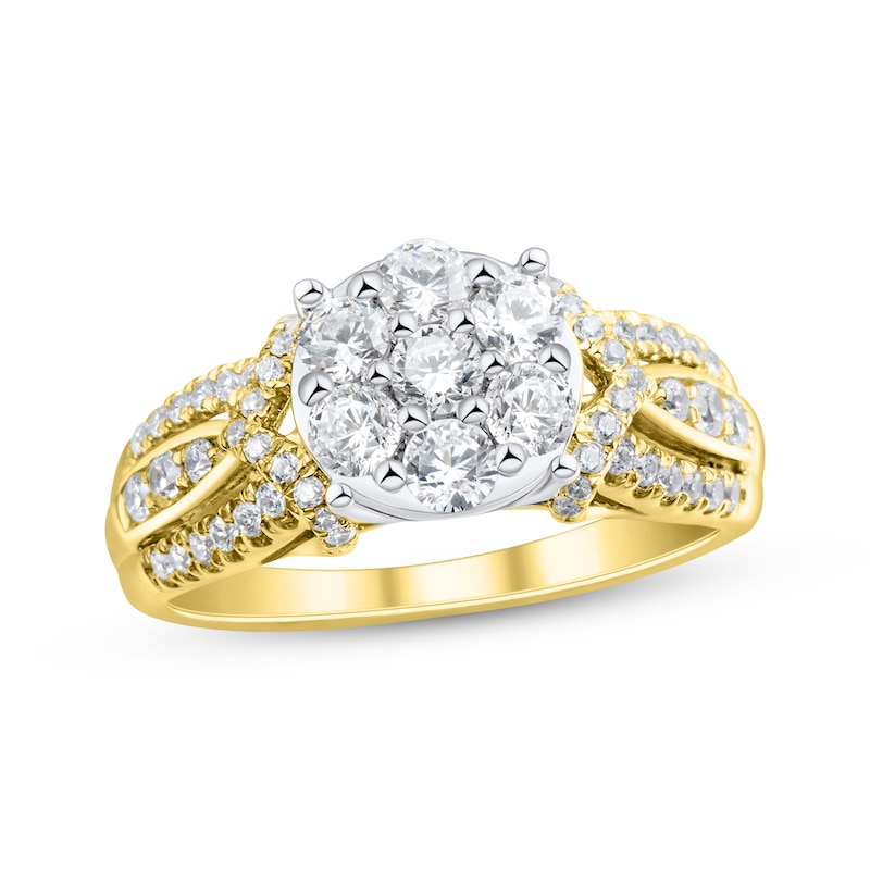 Main Image 1 of Adore Multi-Diamond Chevron Engagement Ring 1 ct tw 10K Yellow Gold