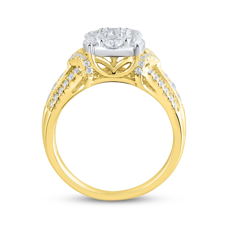 Main Image 2 of Adore Multi-Diamond Chevron Engagement Ring 1 ct tw 10K Yellow Gold