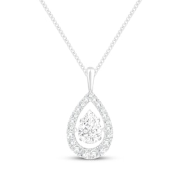 Unstoppable Love Pear-Shaped Lab-Grown Diamond Necklace 1-1/2 ct tw 10K White Gold 19"