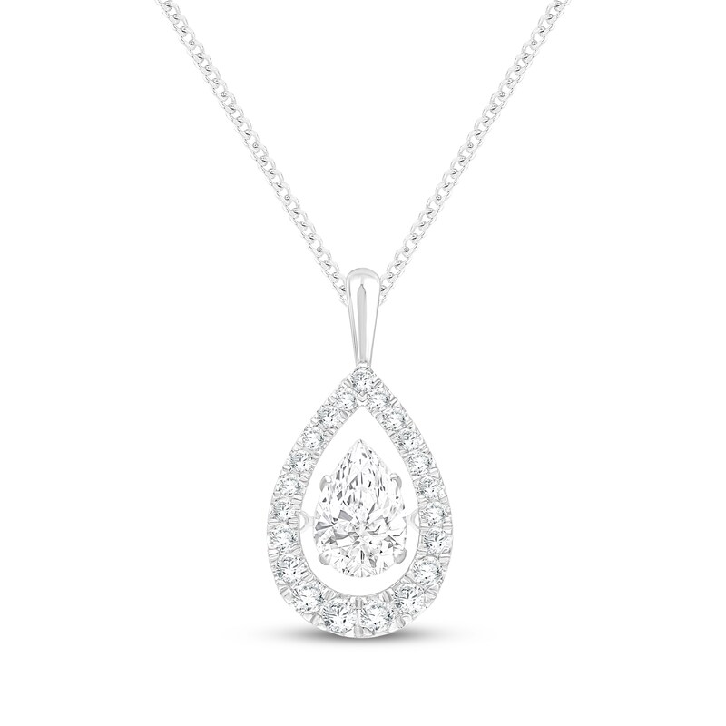 Main Image 1 of Unstoppable Love Pear-Shaped Lab-Grown Diamond Necklace 1-1/2 ct tw 10K White Gold 19"