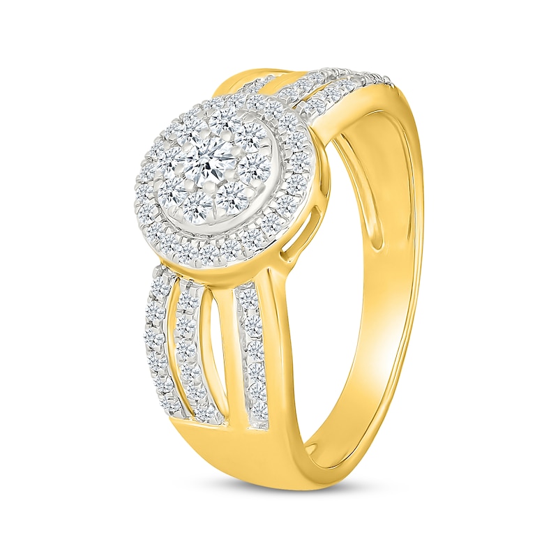 Main Image 2 of Adore Multi-Diamond Halo Engagement Ring 1/2 ct tw 10K Yellow Gold
