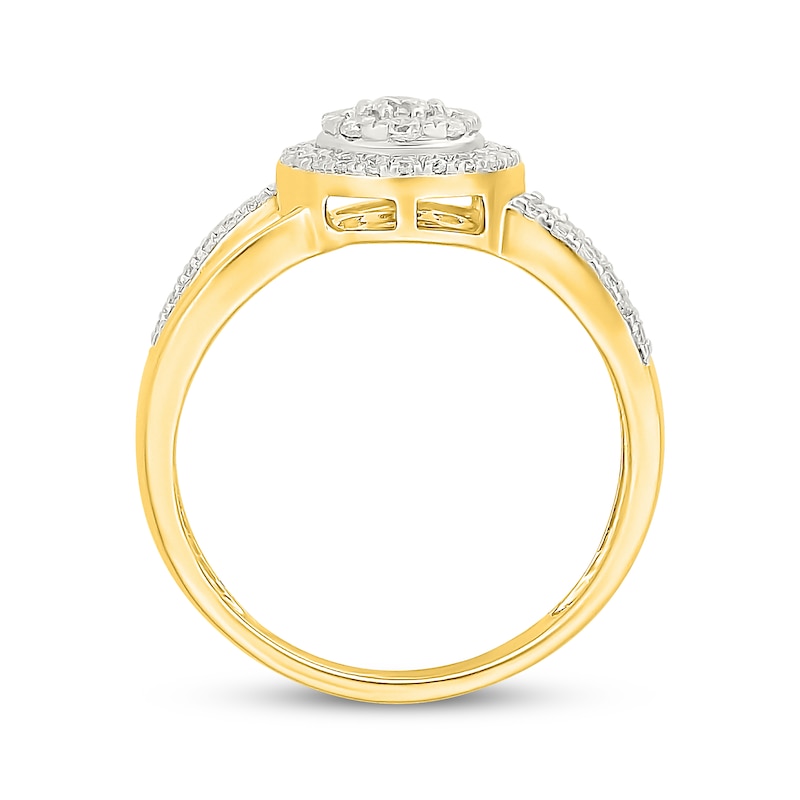 Main Image 3 of Adore Multi-Diamond Halo Engagement Ring 1/2 ct tw 10K Yellow Gold