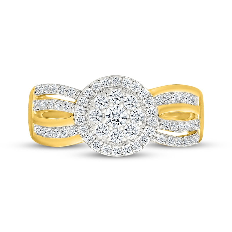 Main Image 4 of Adore Multi-Diamond Halo Engagement Ring 1/2 ct tw 10K Yellow Gold