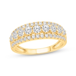 Lab-Grown Diamonds Three-Row Anniversary Ring 1-1/4 ct tw 14K Yellow Gold