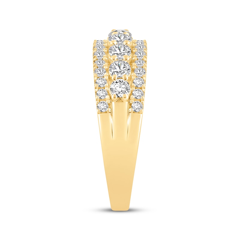 Main Image 2 of Lab-Grown Diamonds Three-Row Anniversary Ring 1-1/4 ct tw 14K Yellow Gold