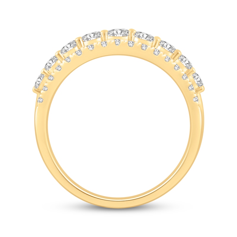 Main Image 3 of Lab-Grown Diamonds Three-Row Anniversary Ring 1-1/4 ct tw 14K Yellow Gold