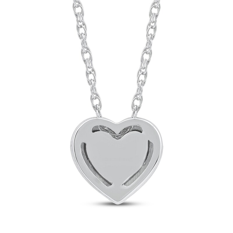 Main Image 3 of Round-Cut Diamond Solitaire Heart Frame Necklace 1/8 ct tw 10K White Gold (I/I3) 18"