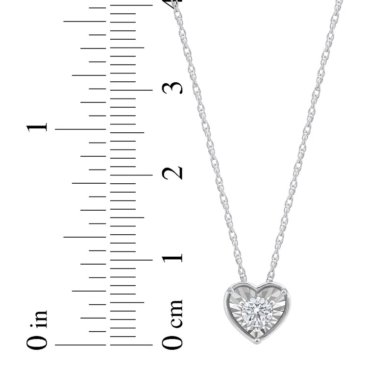 Main Image 4 of Round-Cut Diamond Solitaire Heart Frame Necklace 1/8 ct tw 10K White Gold (I/I3) 18"