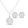 Thumbnail Image 1 of KAY Lab-Grown Diamonds Halo Necklace & Stud Earrings Gift Set 1-1/2 ct tw 10K White Gold