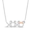Thumbnail Image 1 of Disney Treasures Mickey & Minnie Mouse "XOXO" Necklace 1/8 ct tw Sterling Silver & 10K Rose Gold 18"
