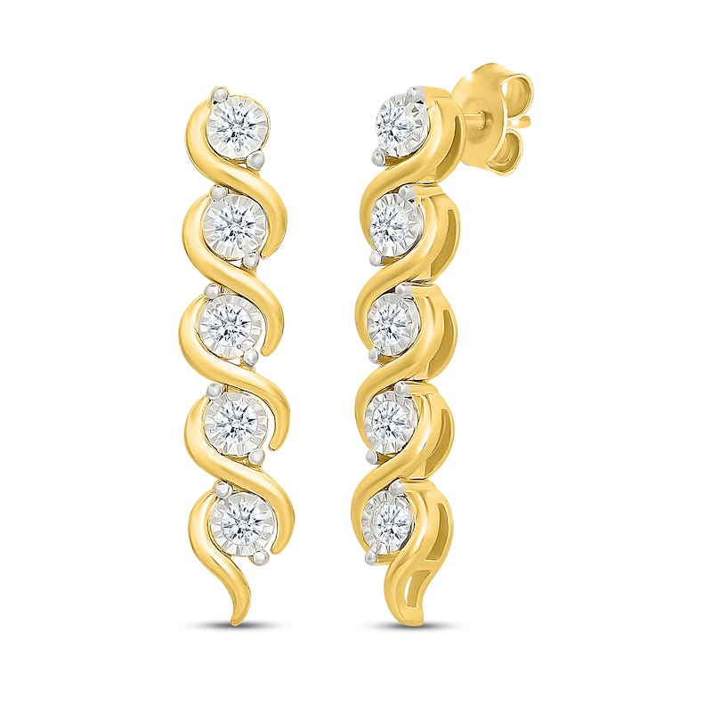 Main Image 1 of KAY Lab-Grown Diamonds Swirl Drop Earrings 1/2 ct tw 24K Yellow Gold Vermeil Sterling Silver