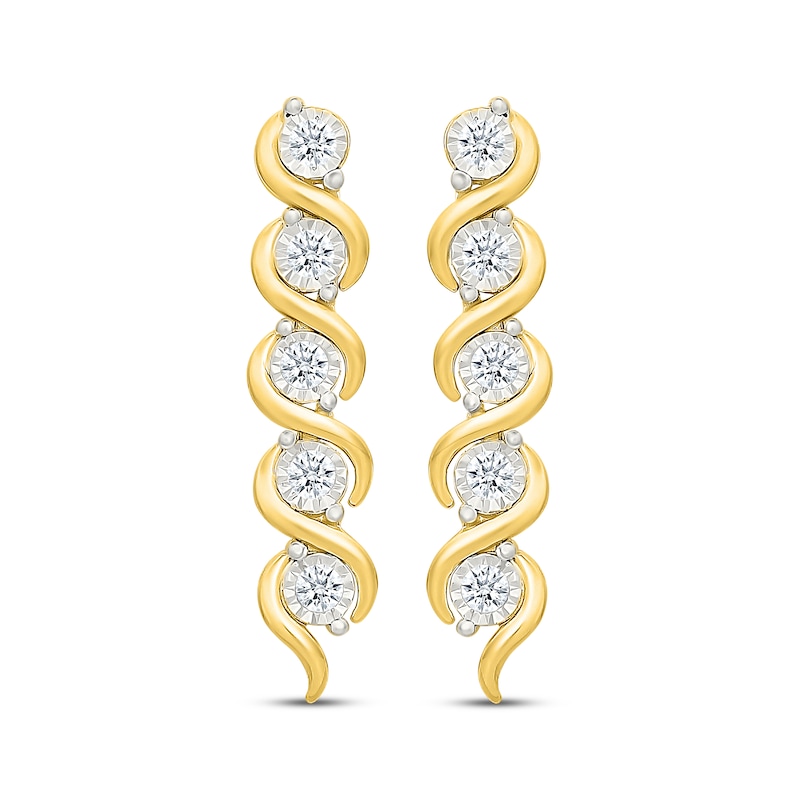 Main Image 2 of KAY Lab-Grown Diamonds Swirl Drop Earrings 1/2 ct tw 24K Yellow Gold Vermeil Sterling Silver