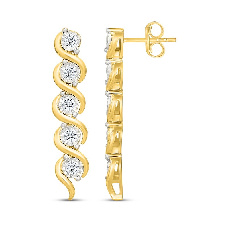 Main Image 3 of KAY Lab-Grown Diamonds Swirl Drop Earrings 1/2 ct tw 24K Yellow Gold Vermeil Sterling Silver