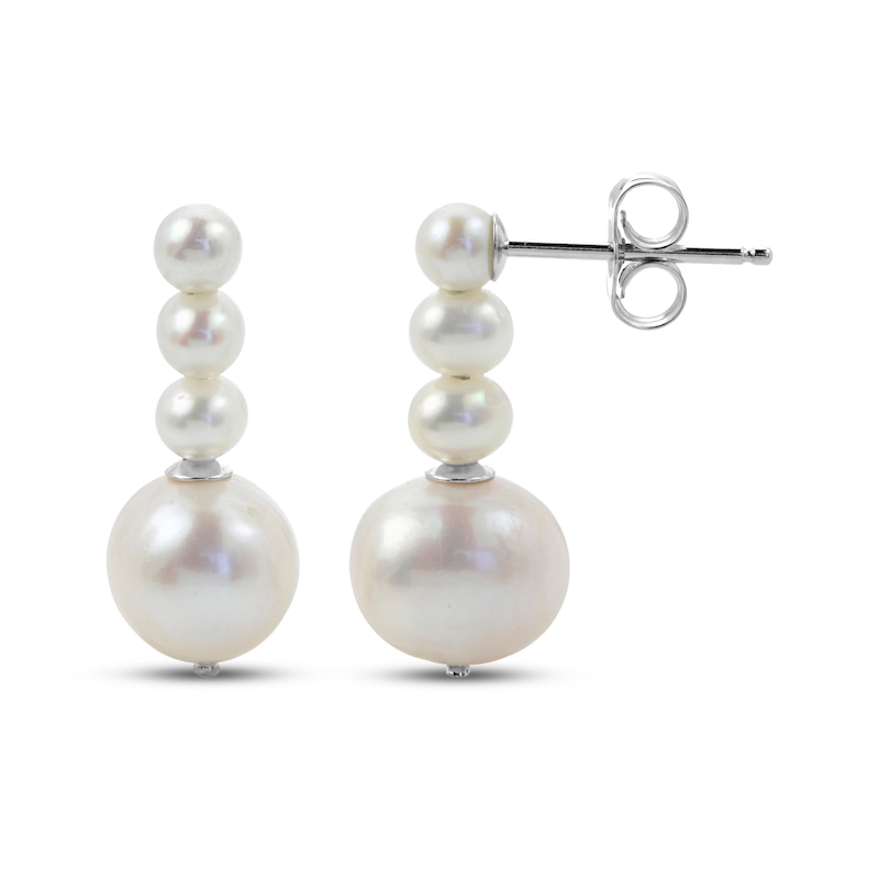 Main Image 1 of Cultured Pearl Stack Drop Earrings Sterling Silver