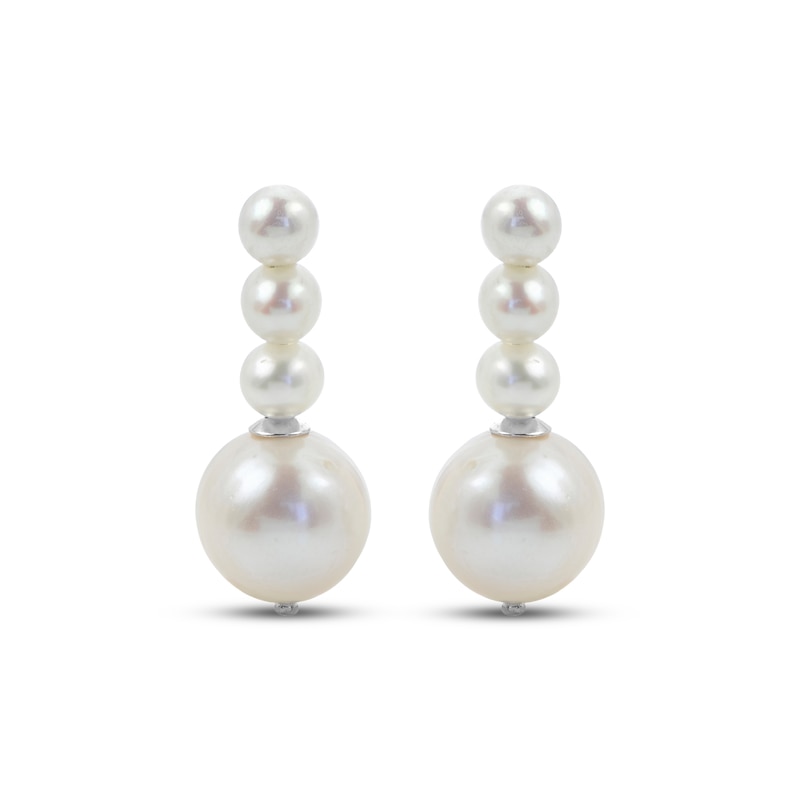 Main Image 2 of Cultured Pearl Stack Drop Earrings Sterling Silver