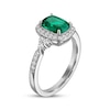 Thumbnail Image 2 of Cushion-Cut Lab-Created Emerald & White Lab-Created Sapphire Ring Sterling Silver