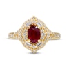 Thumbnail Image 2 of Oval-Cut Ruby & Diamond Starburst Frame Ring 3/8 ct tw 14K Yellow Gold