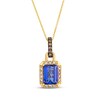 Thumbnail Image 1 of Le Vian Emerald-Cut Tanzanite Drop Necklace 1/5 ct tw Diamonds 14K Honey Gold 20"