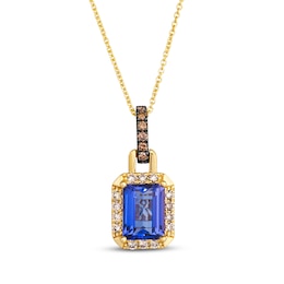 Le Vian Emerald-Cut Tanzanite Drop Necklace 1/5 ct tw Diamonds 14K Honey Gold 20"