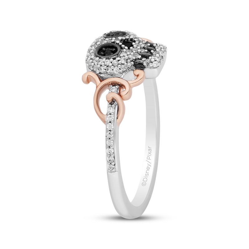 Main Image 2 of Disney Treasures Coco Black & White Diamond Skull Ring 1/5 ct tw Sterling Silver & 10K Rose Gold
