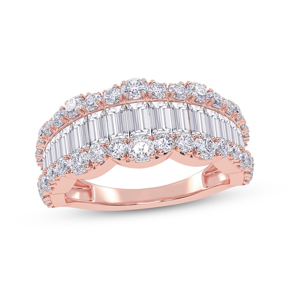 KAY Lab-Grown Diamonds Baguette & Round-Cut Scalloped Ring 1-1/2 ct tw 14K Rose Gold