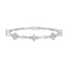 Thumbnail Image 1 of Square & Round-Cut White Lab-Created Sapphire Station Bracelet Sterling Silver 7.25"