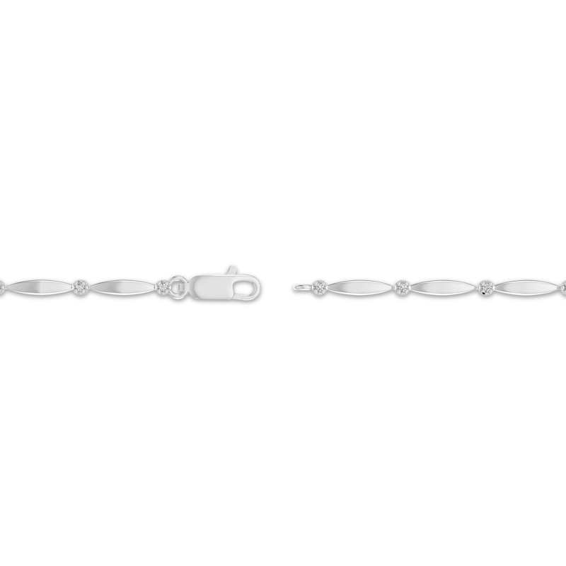 Main Image 3 of Square & Round-Cut White Lab-Created Sapphire Station Bracelet Sterling Silver 7.25"