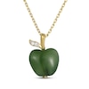 Thumbnail Image 1 of Nephrite Jade & White Lab-Created Sapphire Apple Necklace 18K Yellow Gold-Plated Sterling Silver 18"