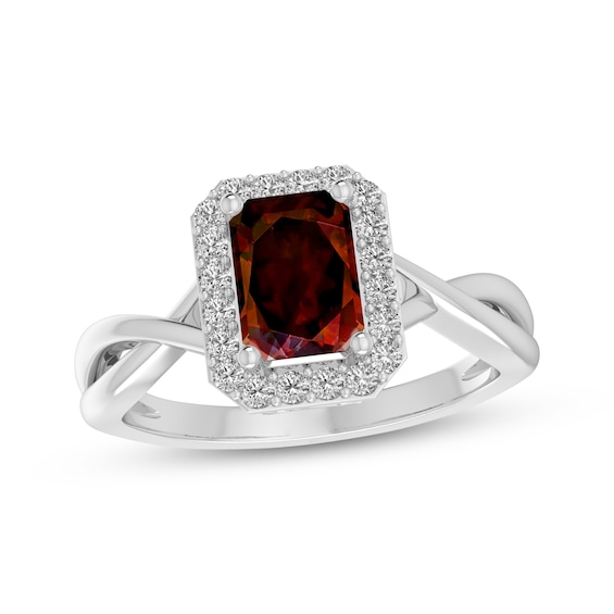 Octagon-Cut Garnet & White Lab-Created Sapphire Sterling Silver
