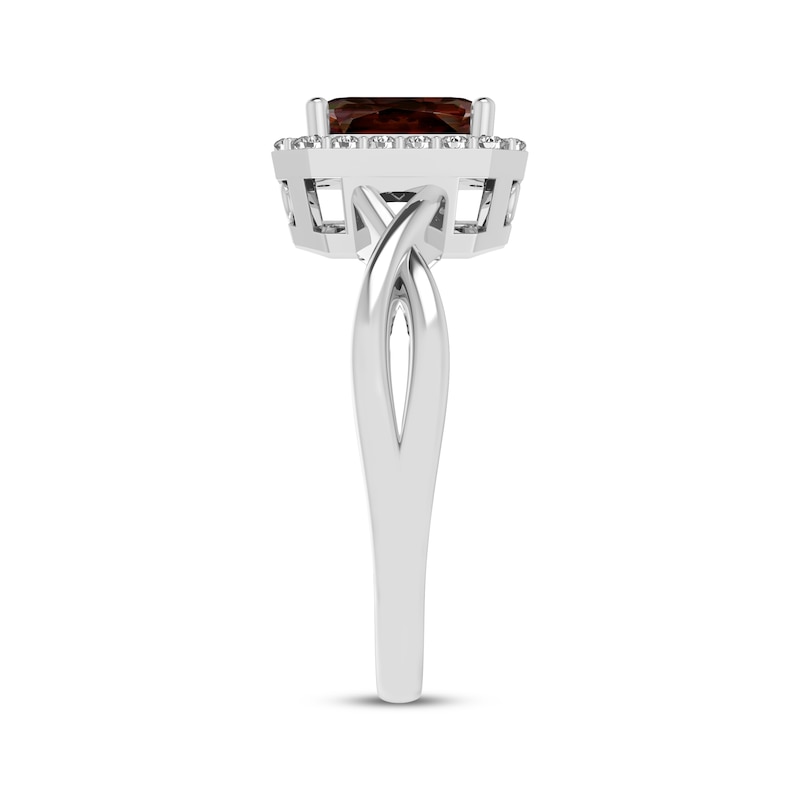 Main Image 2 of Octagon-Cut Garnet & White Lab-Created Sapphire Sterling Silver