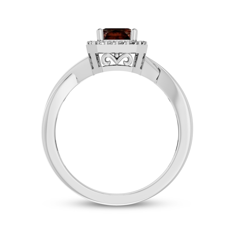 Main Image 3 of Octagon-Cut Garnet & White Lab-Created Sapphire Sterling Silver