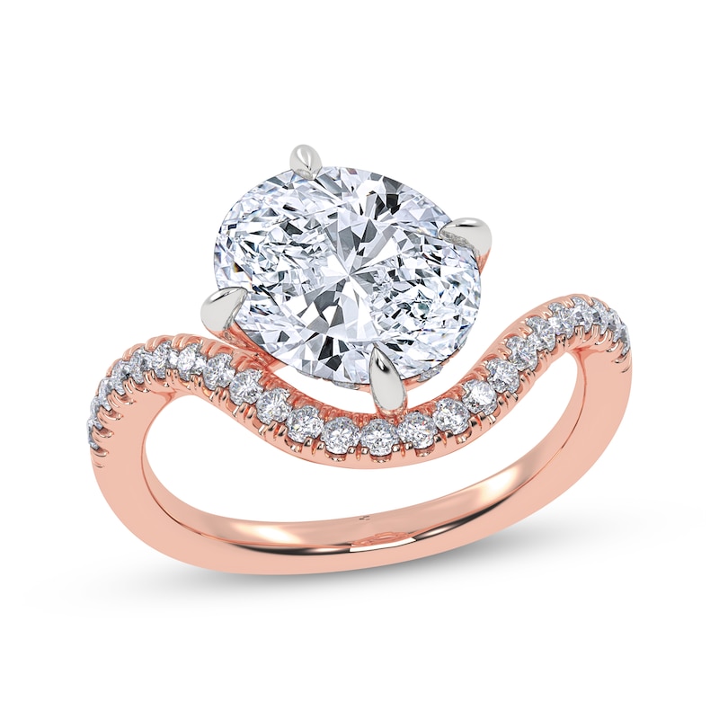 Main Image 1 of Adore Lab-Grown Diamonds Oval-Cut Hidden Halo Wave Engagement Ring 2-1/4 ct tw 14K Rose Gold