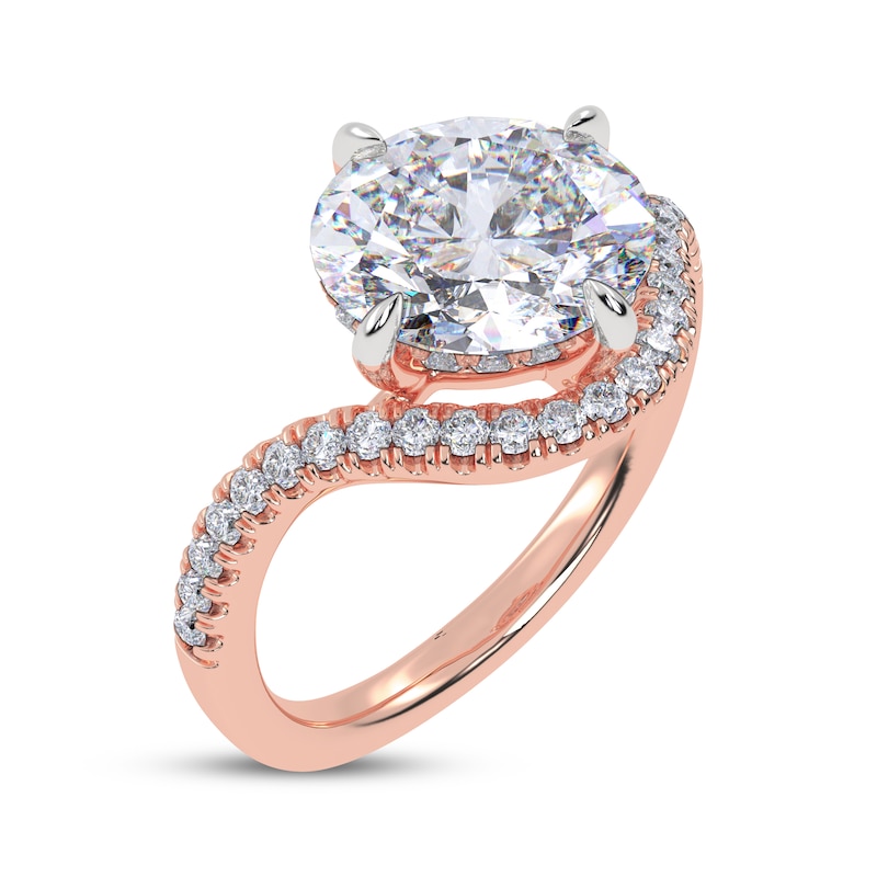 Main Image 2 of Adore Lab-Grown Diamonds Oval-Cut Hidden Halo Wave Engagement Ring 2-1/4 ct tw 14K Rose Gold