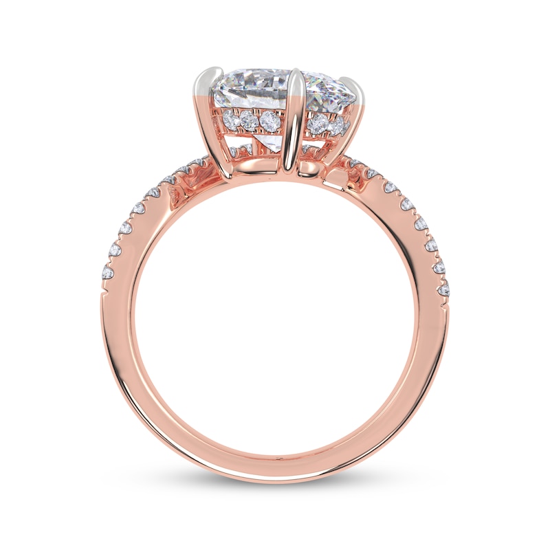 Main Image 3 of Adore Lab-Grown Diamonds Oval-Cut Hidden Halo Wave Engagement Ring 2-1/4 ct tw 14K Rose Gold