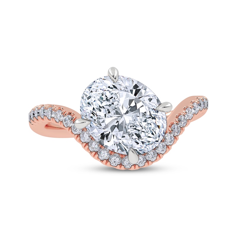 Main Image 4 of Adore Lab-Grown Diamonds Oval-Cut Hidden Halo Wave Engagement Ring 2-1/4 ct tw 14K Rose Gold