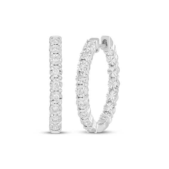 Diamond Inside-Out Hoop Earrings 1/5 ct tw Sterling Silver