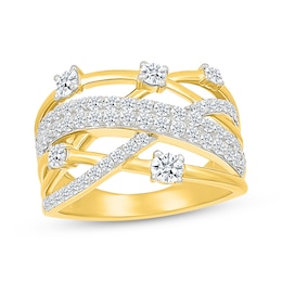 KAY Lab-Grown Diamonds Multi-Row Crossover Ring 1 ct tw 10K Yellow Gold