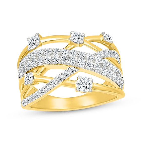 KAY Lab-Grown Diamonds Multi-Row Crossover Ring 1 ct tw 10K Yellow Gold