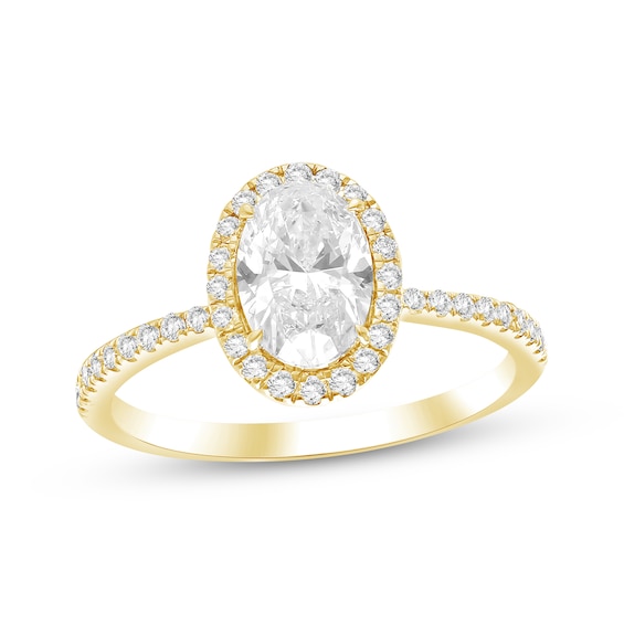Adore Lab-Grown Diamonds Certified Oval-Cut Halo Engagement Ring 1-1/4 ct tw 14K Yellow Gold